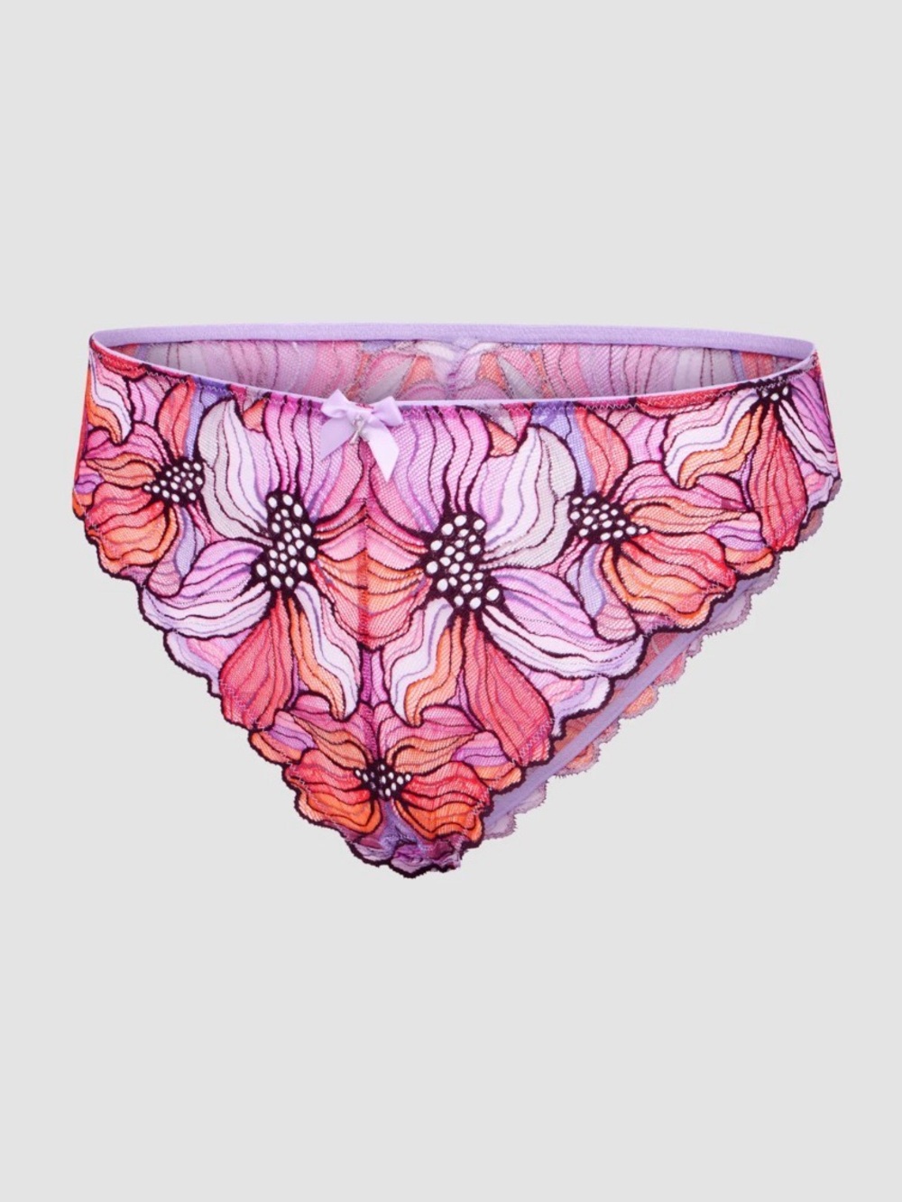 Savage X Fenty Floral Lace Bikini Panty - Pink & Orange
